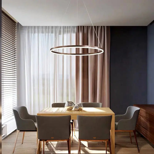 Minimalist Nordic round ring LED pendant lamps - vue 4 sur 9