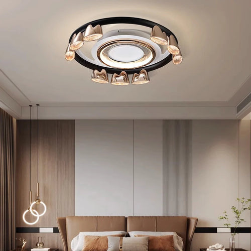 lustre circulaire led contrôle mural ou télécommande postmodern