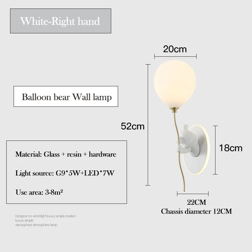 applique murale ours doré en verre lampe LED décoration chambre enfant - vue 13 sur 16