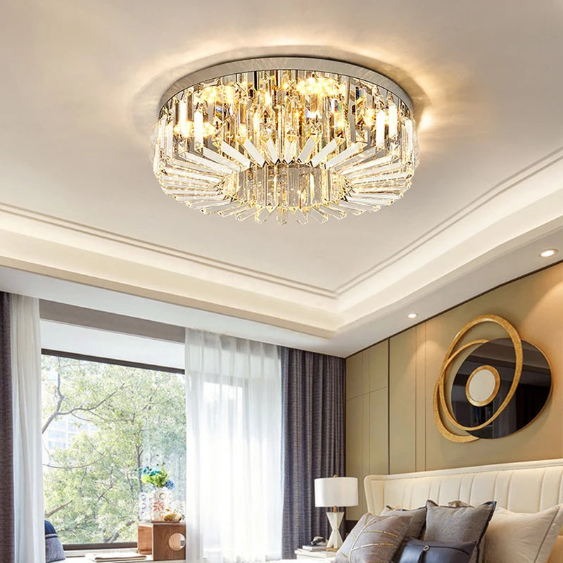 Plafonnier Led en cristal de luxe au design moderne - vue 4 sur 9