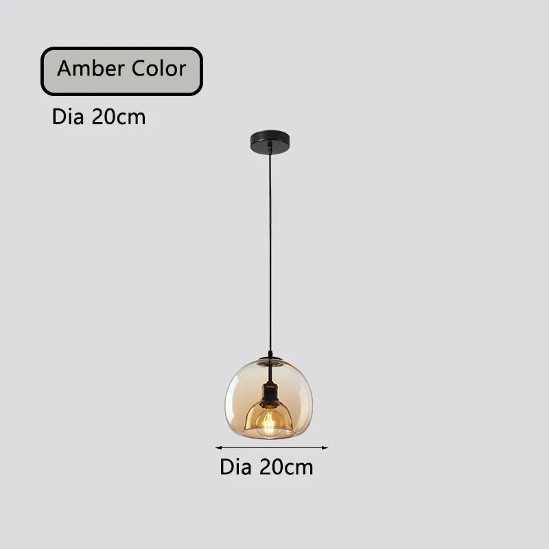 lampe verre table industrielle suspendue fumée gris ambre led e27 suspension - vue 10 sur 10