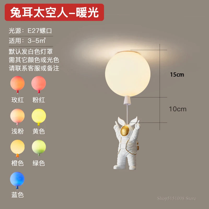 plafonnier led nordique créatif astronaute ballon pour enfants - vue 21 sur 21