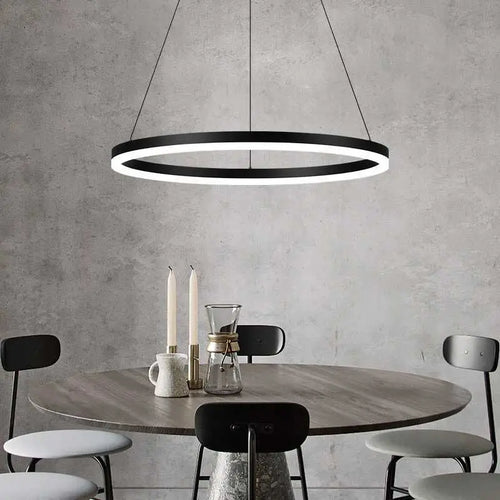 Minimalist Nordic round ring LED pendant lamps - vue 2 sur 9