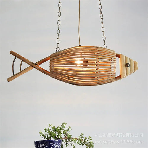Nordique moderne suspension lumières créatif poisson Art bambou luminaire LED salon décor lampes suspendues cuisine Restaurant lumière - vue 9 sur 9
