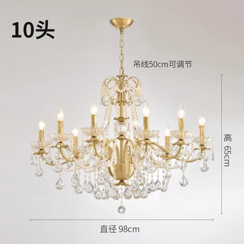 lustre moderne en or avec éclairage tube led et cristal - vue 8 sur 13