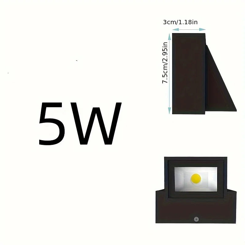 LED Aluminum Waterproof Wall Lamp, Modern Outdoor Wall Washer, 5W Wall Mount Outdoor Security Lighting Fixture - vue 4 sur 6