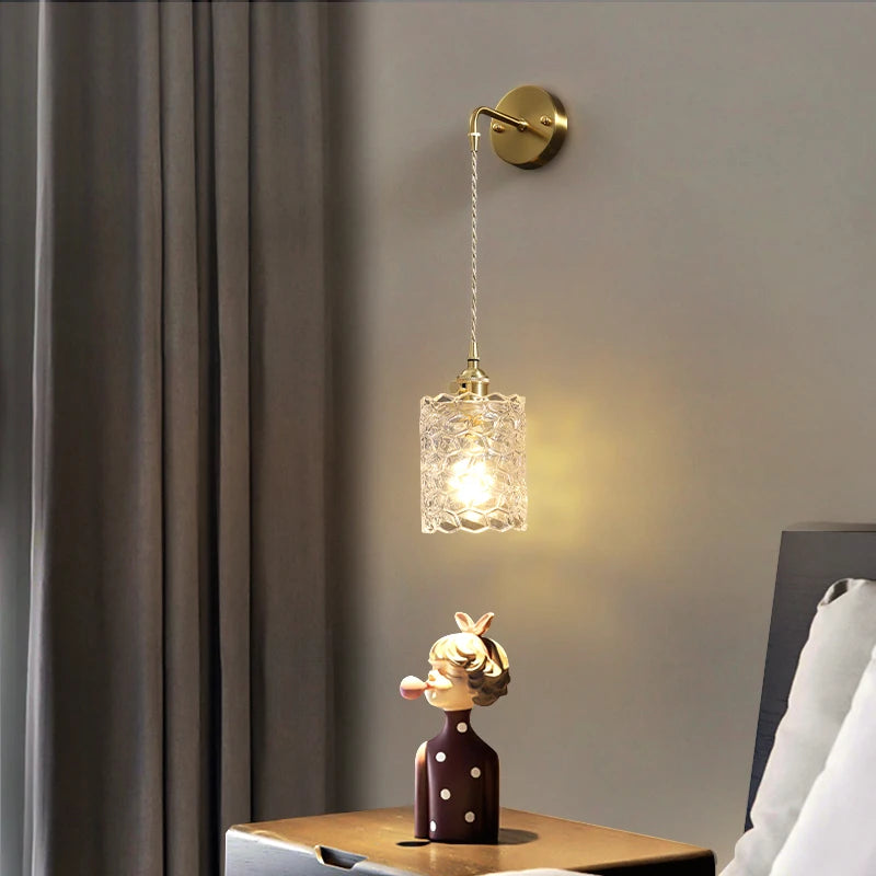applique murale nordique en laiton avec miroir de cristal