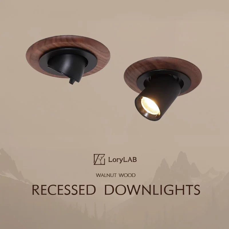 Walnut Wood Wall Wash Light, Modern Wabi-Sabi Vintage, Rotatable Recessed Spotlight for Living Room, Dining Room, Bedroom, Study - vue 2 sur 8