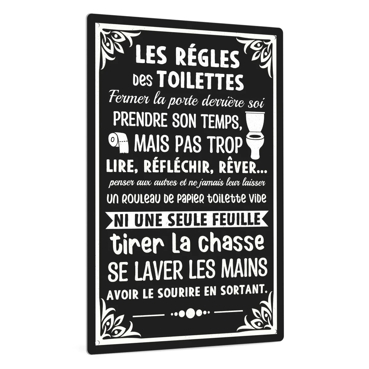 Putuo Decor 1pc French Vintage Tin Sign, Les Regles Des Toilettes, Wall Art Decor for Home Toilet Washroom Bathroom Loo Wc