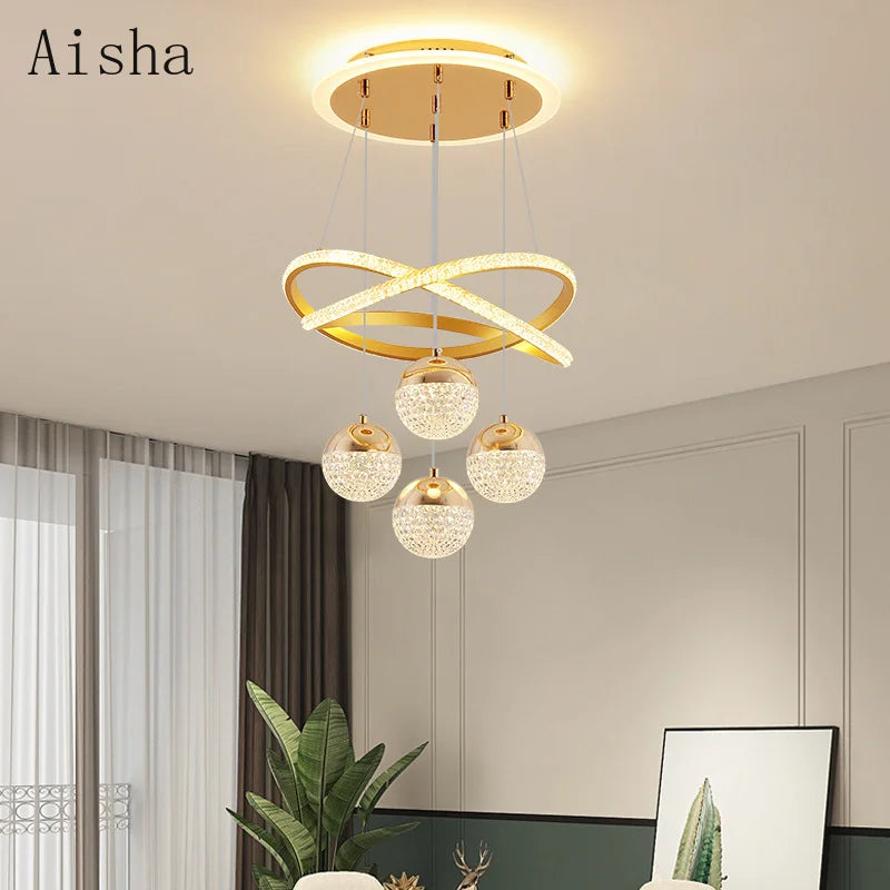 lustre moderne en led pour décoration intérieure élégante et luxueuse - vue 4 sur 12