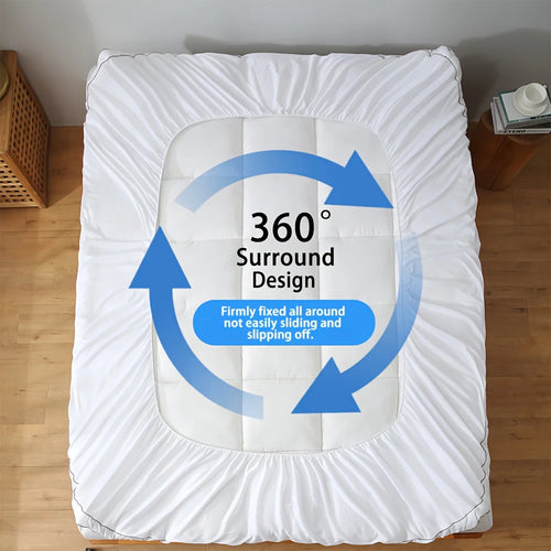 1pc Cooling Mattress Topper, Extra Thick Quilted Mattress Pad Cover with Deep Pocket, Fluffy & Soft Knitted Mattress Protector - vue 7 sur 6