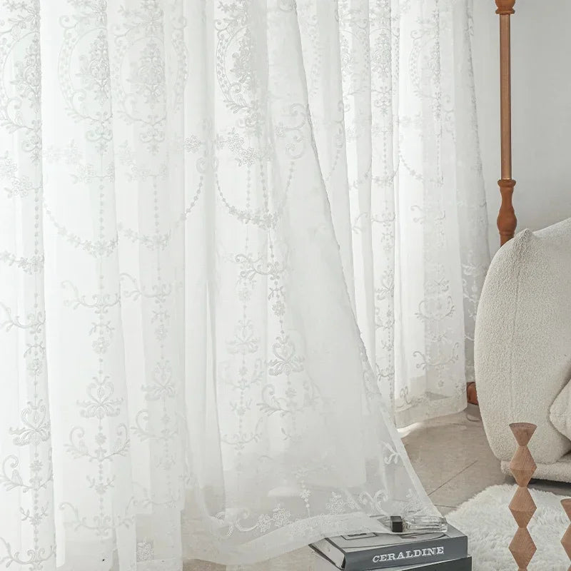 Voilage tulle brodé style européen pour salon fenêtres - vue 4 sur 7