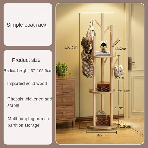porte-manteau en bois organisateur rotatif pour vêtements - vue 10 sur 11