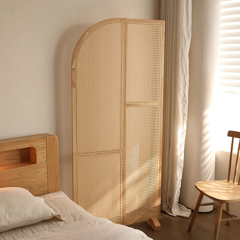 Japanese-style solid wood rattan screen partition is opposite the door to the home, living room entrance is blocked, and mobile - vue 28 sur 29