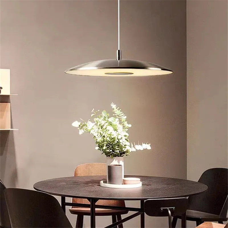 suspension scandi simple design ovni lumière décoration maison argent - vue 5 sur 6