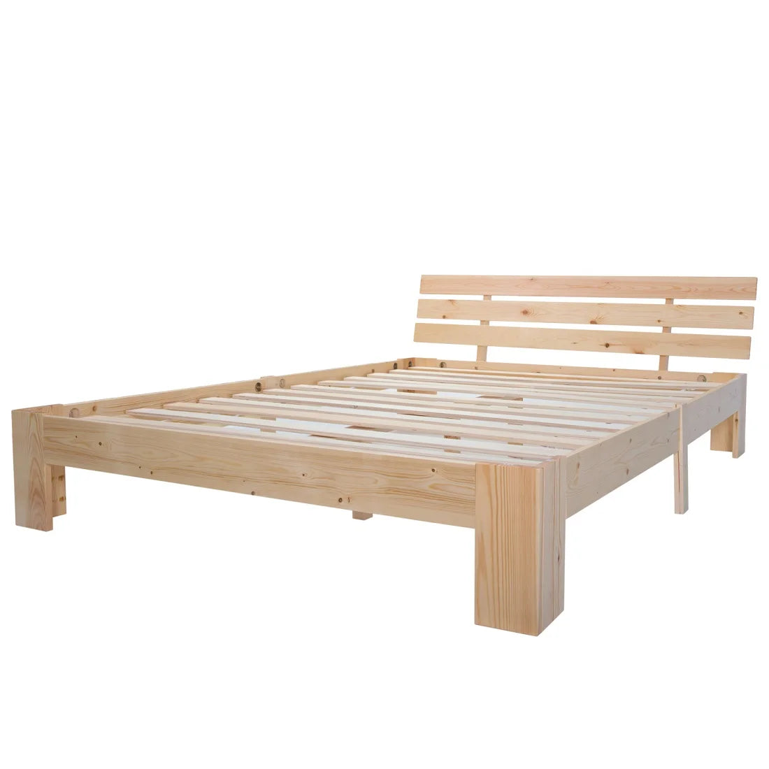 EU STOCK Wooden bed Double bed, headboard, slatted grille -200 x 140cm solid wood FSC Solid wood double bed