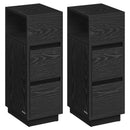 VASAGLE Slim Bedside Tables, Set of 2, Small Narrow Side End Tables with 2 Drawers, 1 Open Compartment Mounted to Face Left