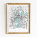 carte de ville personnalisée pour un cadeau romantique unique