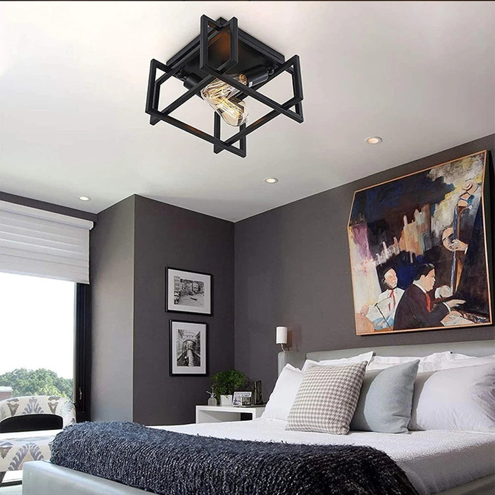 plafonnier industriel rétro à deux lampes pour intérieur - vue 11 sur 11