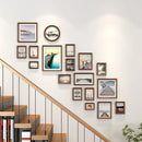 Minimalist Wooden Staircase Photo Wall Frame Set, Nordic Style, Gallery Wall Decor, Hallway Photo Frames and Background