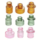 3PCS Set Glass Candlestick,Stick Candle Holder,Transparent Pink Green Amber Color,Wedding Romantic Table Candle Stand,Home Decor