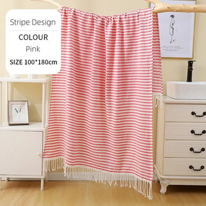 serviette de plage turque extra large rayee frangee