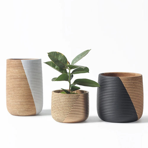 Concrete Silicone molds Cement Flowerpot Silicone Mold Succulent Pots Simple line Design garden flowerpot  silicon mold - vue 5 sur 10