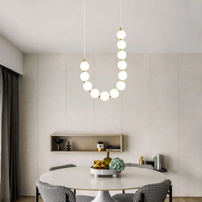 suspension led ronde en laiton cuivre et aluminium décorative - vue 3 sur 30