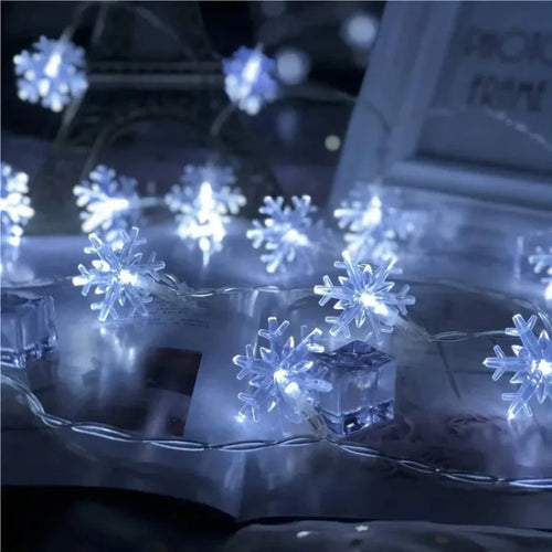 guirlande lumineuse à led flocon de neige pour fêtes et décorations - vue 6 sur 9