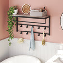 Wall Mounted Coat Rack with Shelf, Wall Shelf with 10 Hooks and Rods, Wall Mounted Hanging Shelf for Hallway Living Room