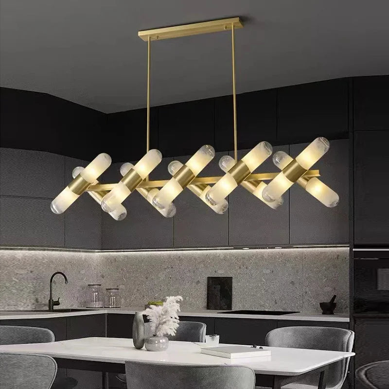 lustre italien moderne led minimaliste en cuivre pour bar café - vue 5 sur 12