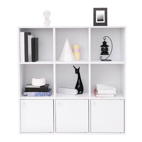 VASAGLE Bookshelf for Home Office, 9-Cube Bookcase Display Shelf, Freestanding Cube Unit Storage Rack with 3 Bottom Cabinets - vue 5 sur 7