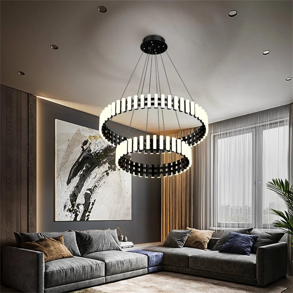 lustre moderne art rond carré pour décoration restaurant - vue 4 sur 8