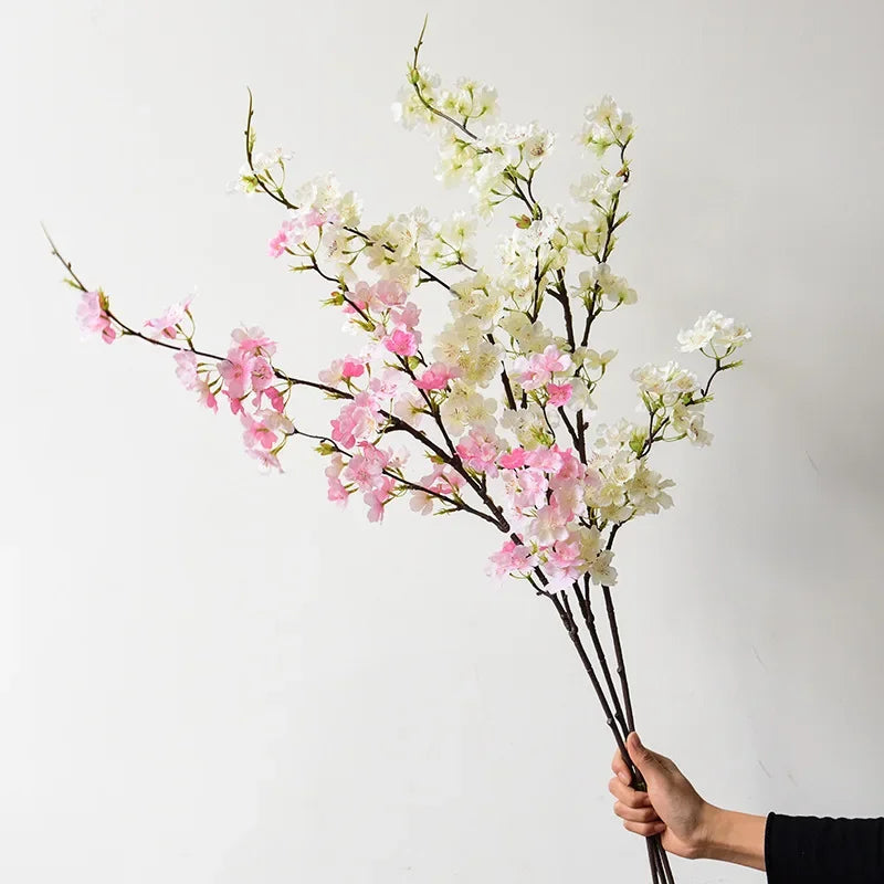 Artificial Cherry Blossom Branches, Silk, Pink, White, Fake Plant, Living Room, Home, Wedding Arch, DIY Decorative Floral, 109cm - vue 4 sur 7