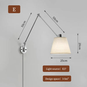 Modern telescopic wall light with adjustable swing arm and rotatable lamp