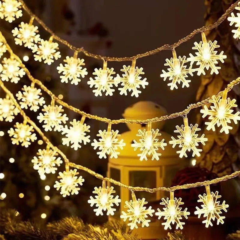 guirlande lumineuse à led flocon de neige pour fêtes et décorations
