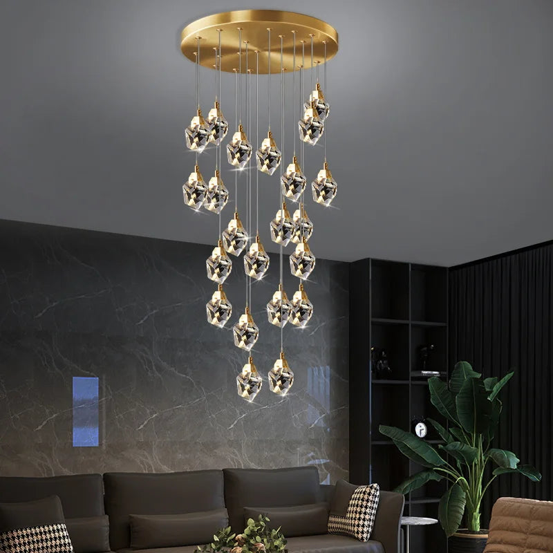 lustre en cristal suspendu pour un éclairage élégant et moderne - vue 4 sur 14