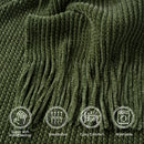 Plaid maille chenille a pompons motif carreaux decoratif