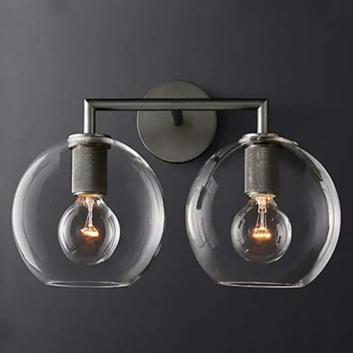 applique murale à led avec abat-jour en verre et métal