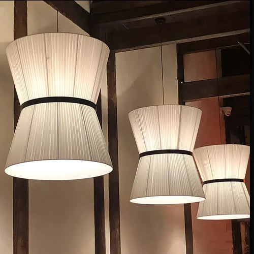 Modern wabi-sabi fabric pendant light for interior decoration - vue 2 sur 15