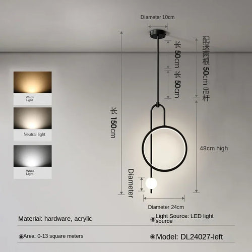 Modern pendant light with gold ring and minimalist Nordic lighting