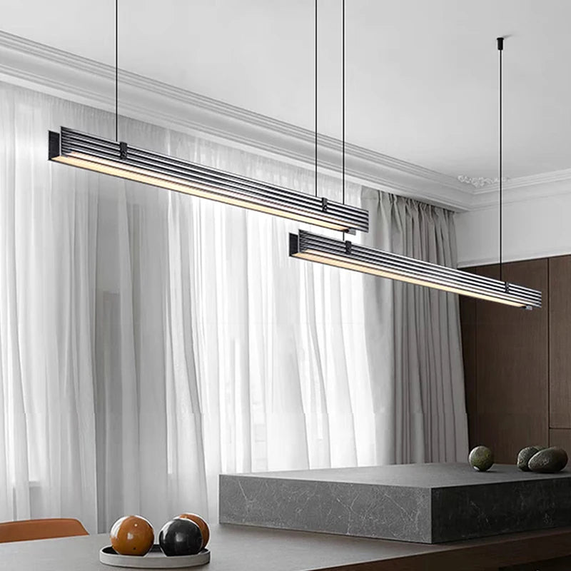 Lustre long en verre led design minimaliste - vue 6 sur 18
