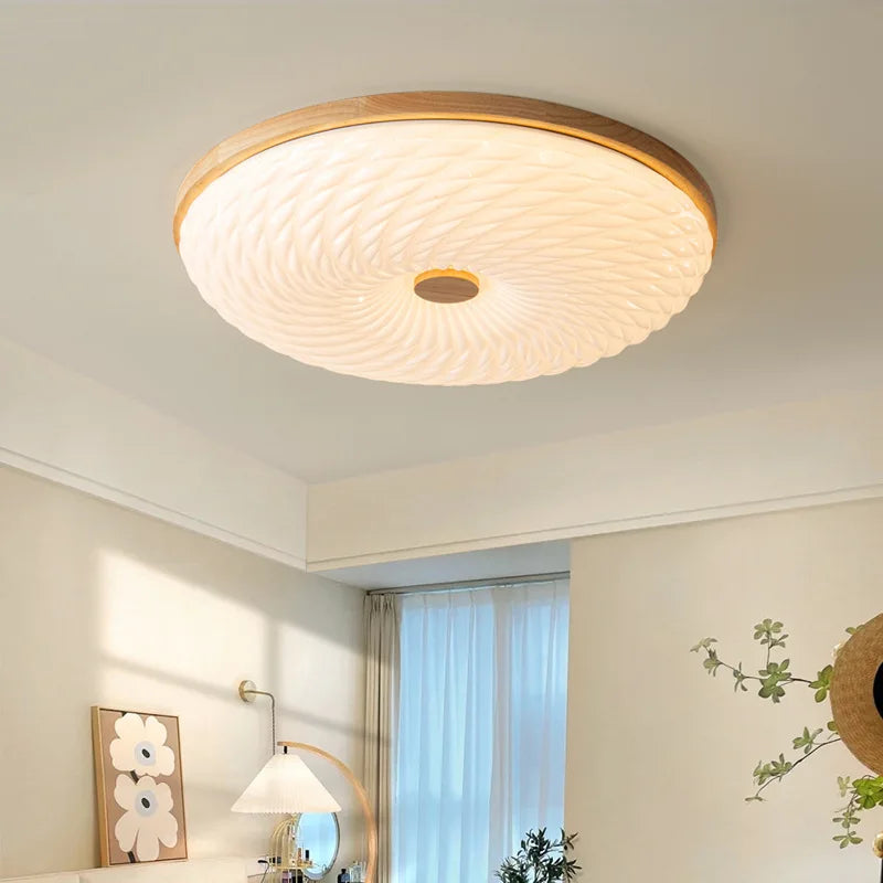 plafonnier led encastré en bois créatif nordique loft éclairage - vue 5 sur 10