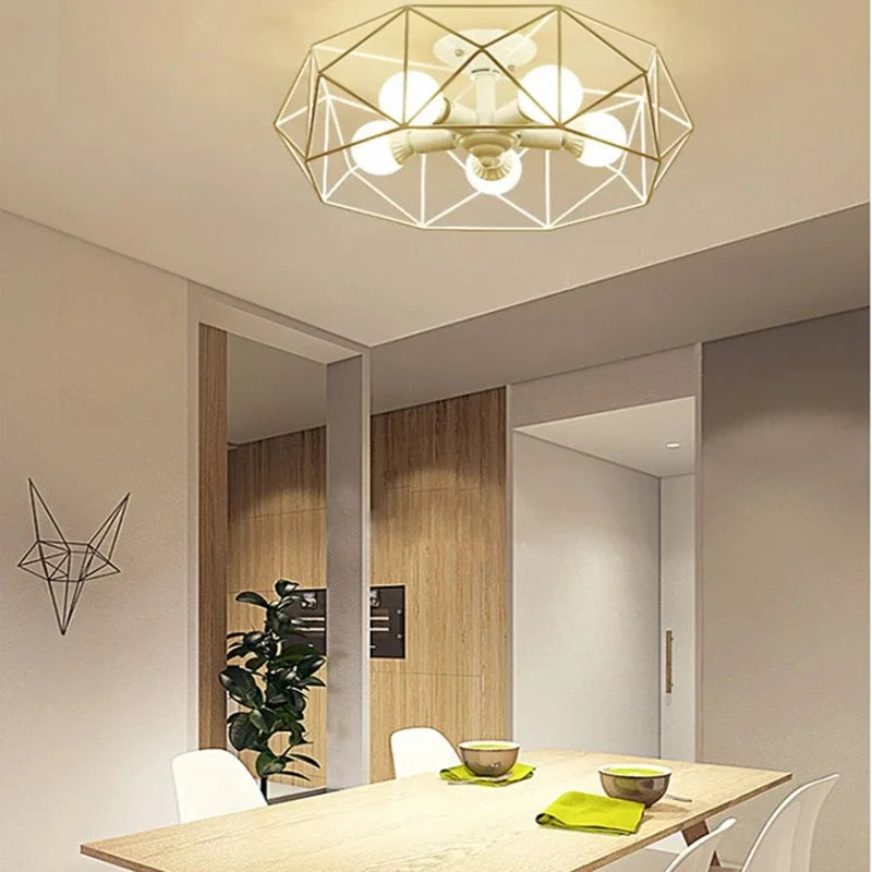 Hot Sale Multiple Heads Geometric Led Ceiling Lamp For Kitchen Item Living Room Bedroom Balcony Decorative Lighting Furniture - vue 4 sur 15