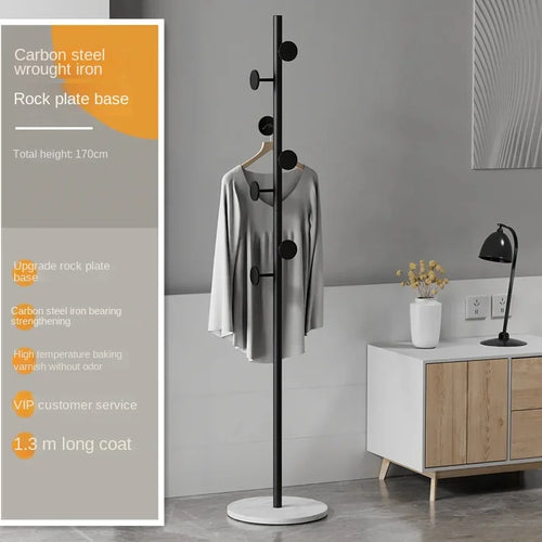 Floor To Floor Bedroom Light Luxury Rock Plate Base Metal Hanger, Marble Scarf and Bag Rack for Entering The Home Coat Rack - vue 22 sur 30