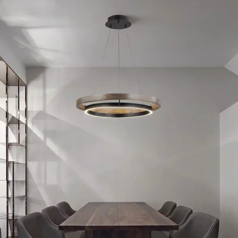Nordic Rings Chandelier Living Room Decor Home Led Pendant Light Kitchen Island Dining Table Suspension Hanging Lamp - vue 5 sur 8