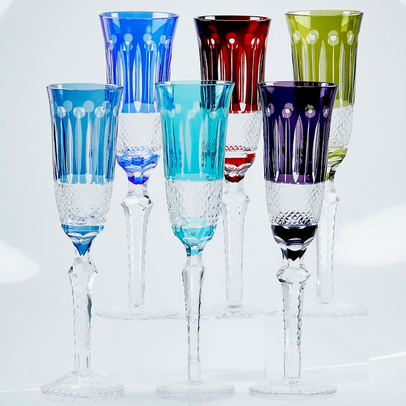 Verres à vin antique gravé main pied taillé - vue 4 sur 7
