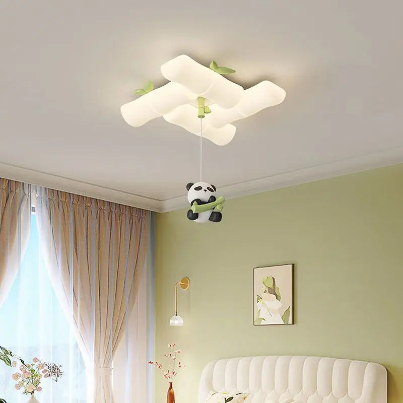 plafonnier panda en bambou pour chambre d'enfant et maternelle