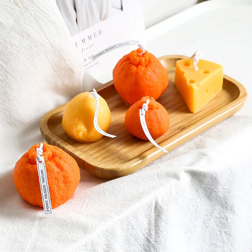 1Pc Soy Wax Candles Creative Orange Lemon Cheese Scented Candle, Home Table Dinner Decoration Aromatherapy Candle, Photo Props - vue 4 sur 10