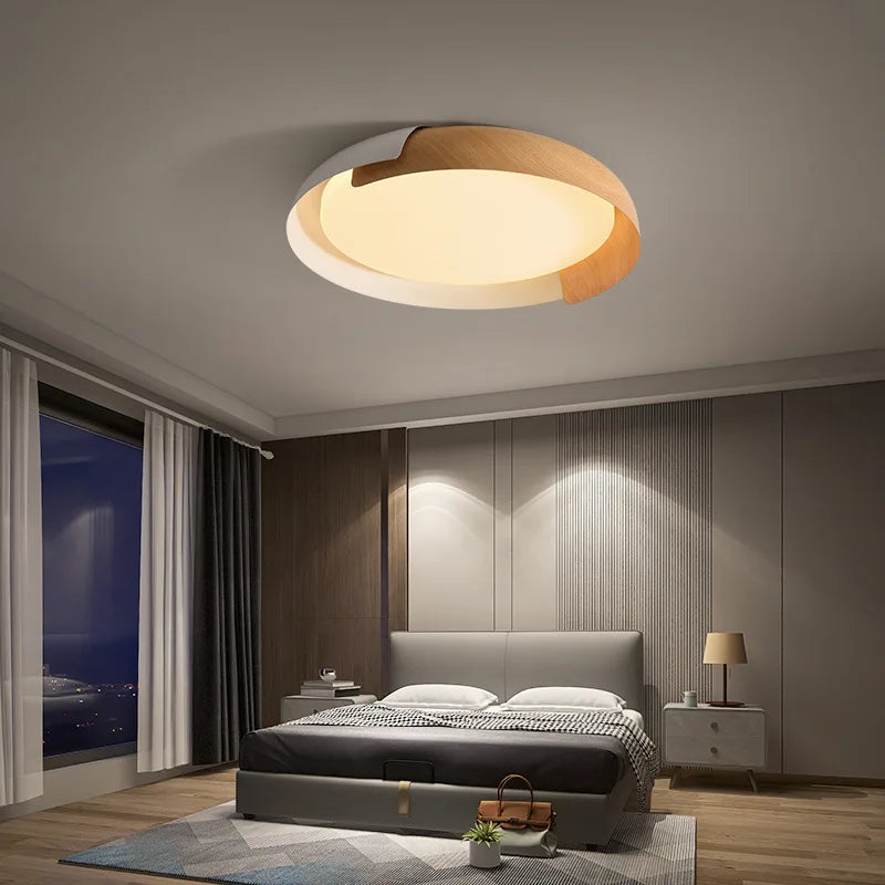 plafonnier nordique en bois pour décoration intérieure et éclairage LED - vue 7 sur 9